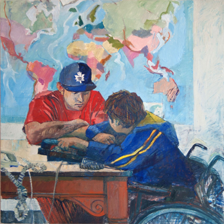 The World, 2011, oil on wood, 30" x 30"