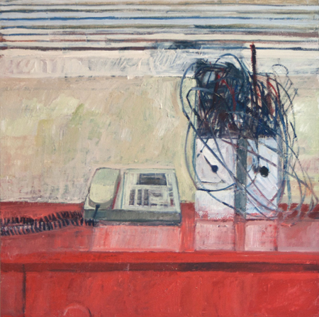 red dresser, 2011, oil on wood, 20" x 20"