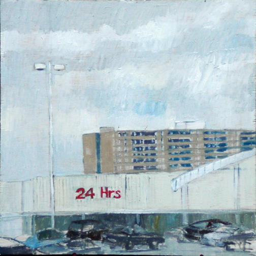24 Hrs, 2009, oil on wood, 16" x 16"