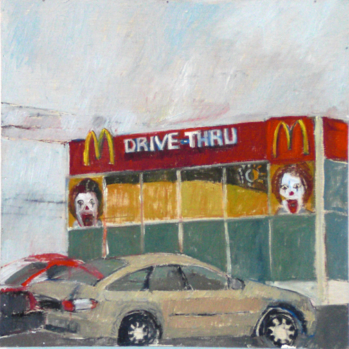 DRIVE-THRU, 2009, oil on wood, 16" x 16"