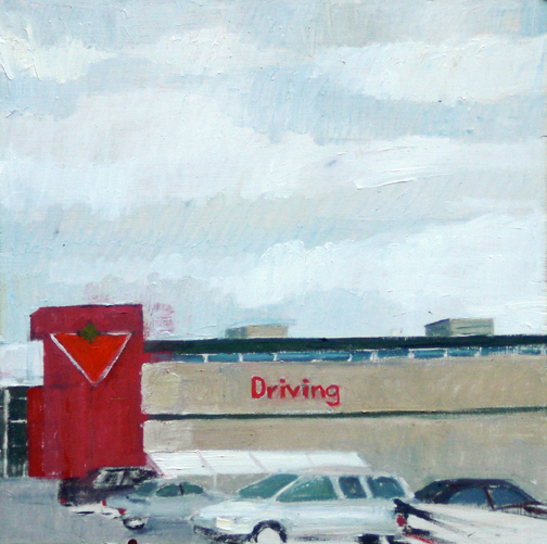 Driving, 2009, oil on wood, 16" x 16"